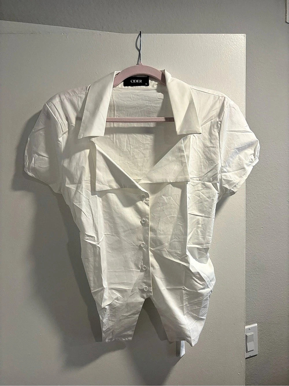 Cider Short Sleeve Button Down Shirt in White NWT